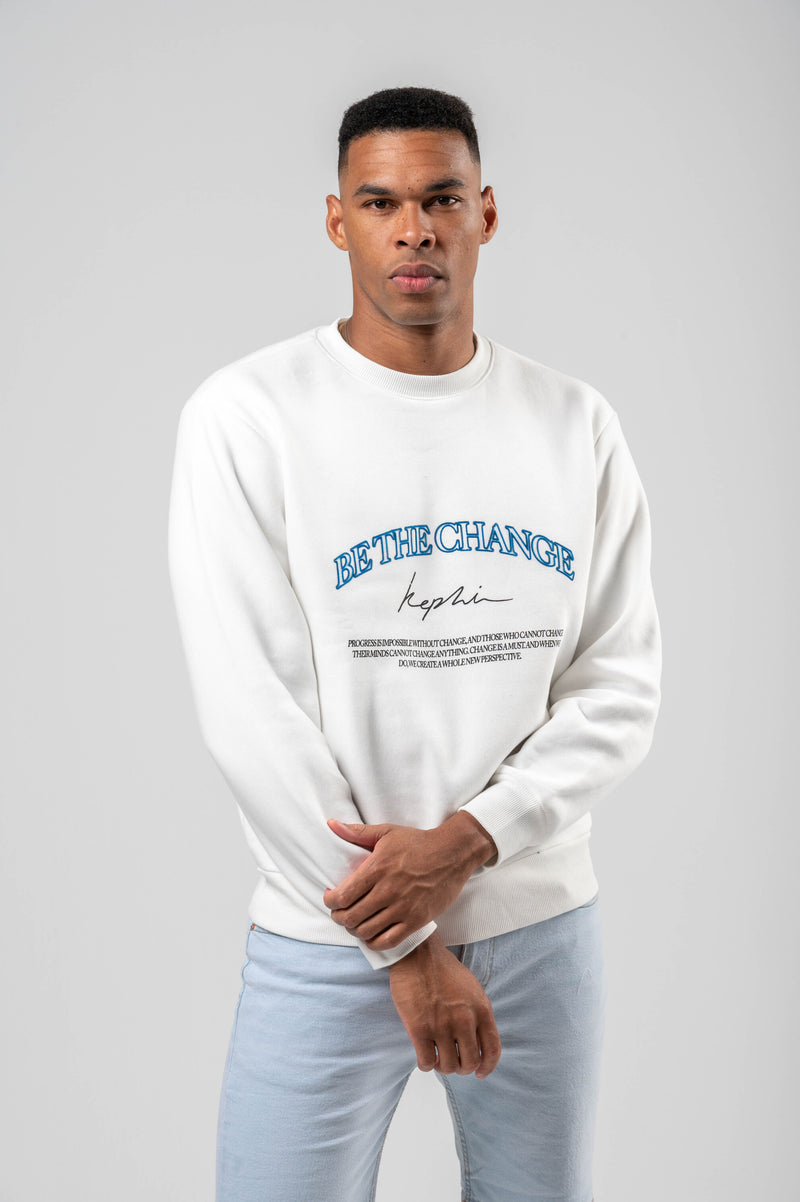 Be The Change Pullover - White