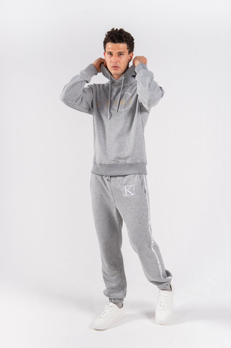 Grey Sweatpants With Logo Embroidered